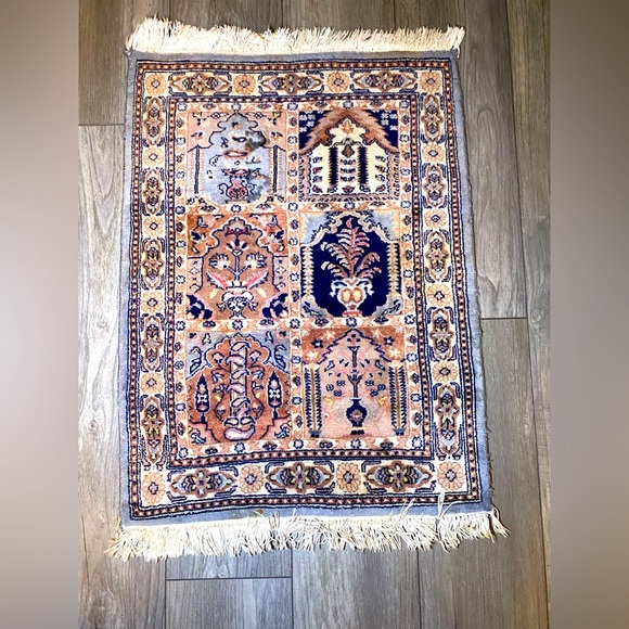 Small 36x27” Handmade Silk(?) Persian Style Rug